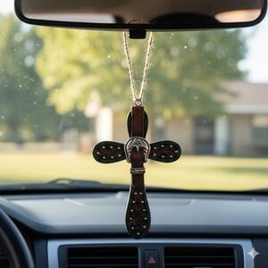 Brown Cross Car Charm